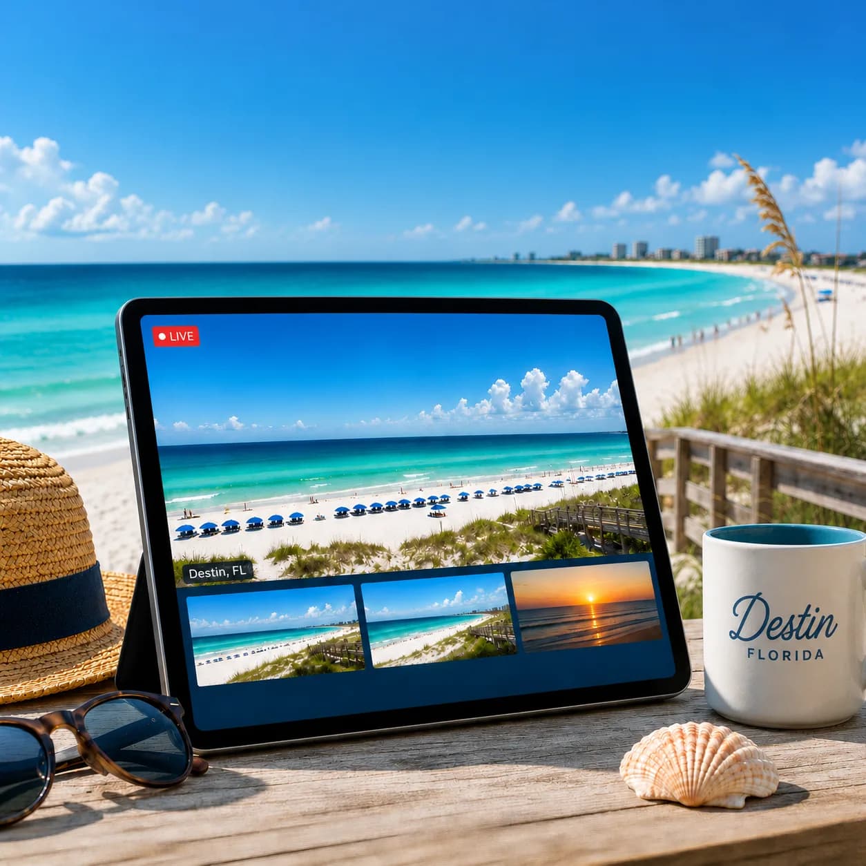 Preview of the live beach view from Destin