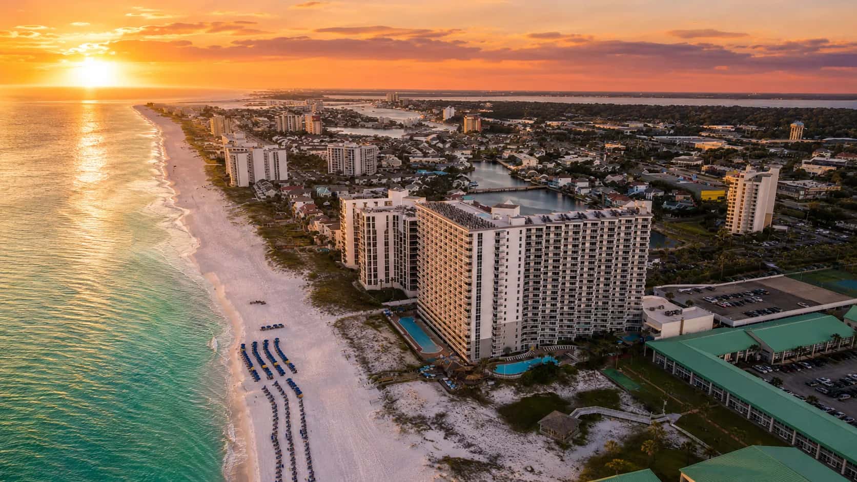 Pelican Beach Resort beside the emerald Gulf waters in Destin